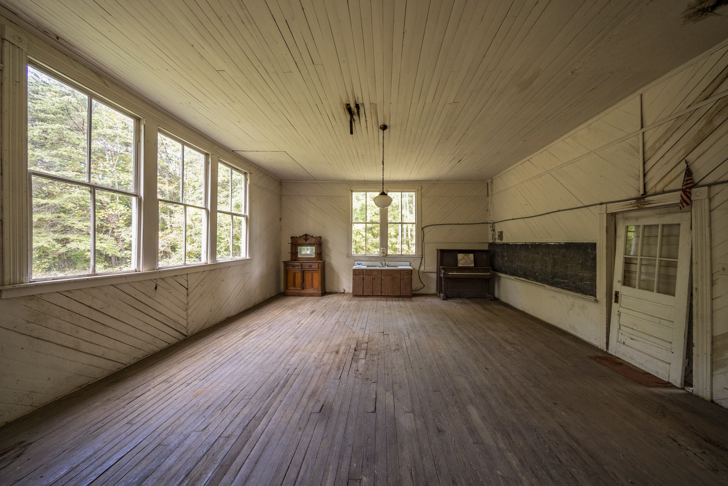 Empty room inside of the Pine Grove School.