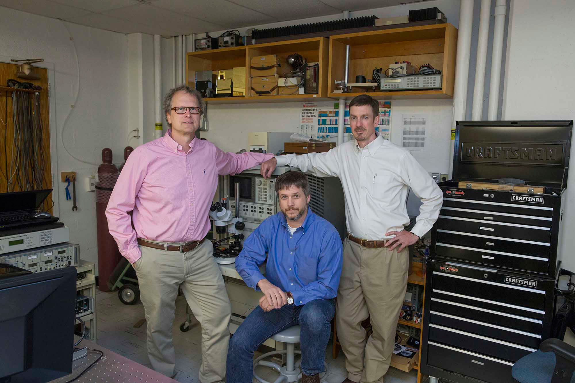 Dominion Microprobes group winners: This year’s Innovators of the Year group winners from left to right, professors Robert M. Weikle II, N. Scott Barker and Arthur W. Lichtenberger. 