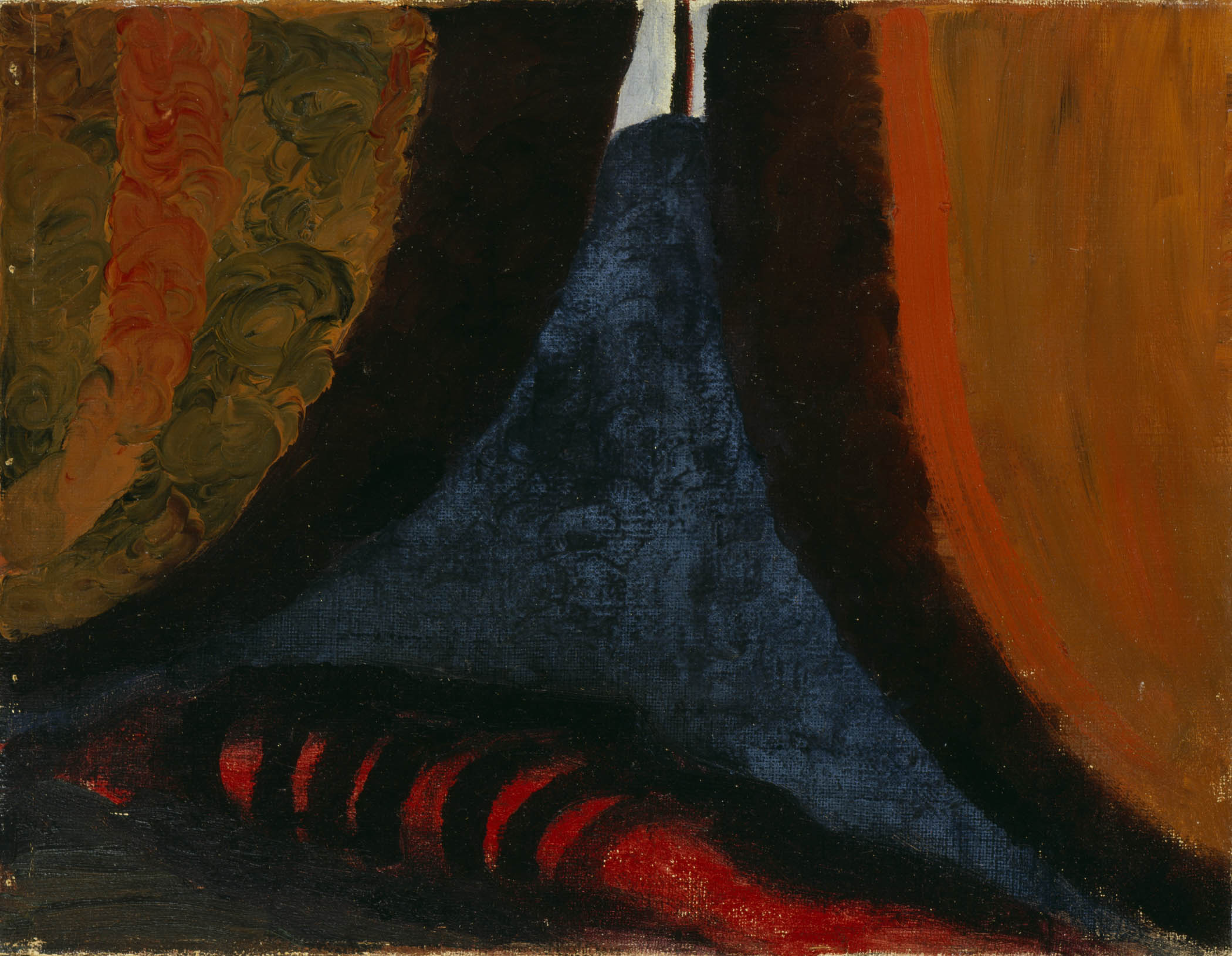 Georgia O’Keeffe (American 1887-1986). Inside the Tent While at U. of Virginia, 1916. Oil on canvas. Georgia O’Keeffe Museum. Gift of The Georgia O’Keeffe Foundation (2006.05.039). © 2018 Georgia O’Keeffe Museum.