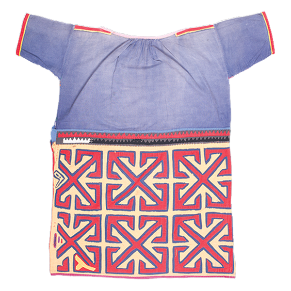 Garment with geometric patterned lower section