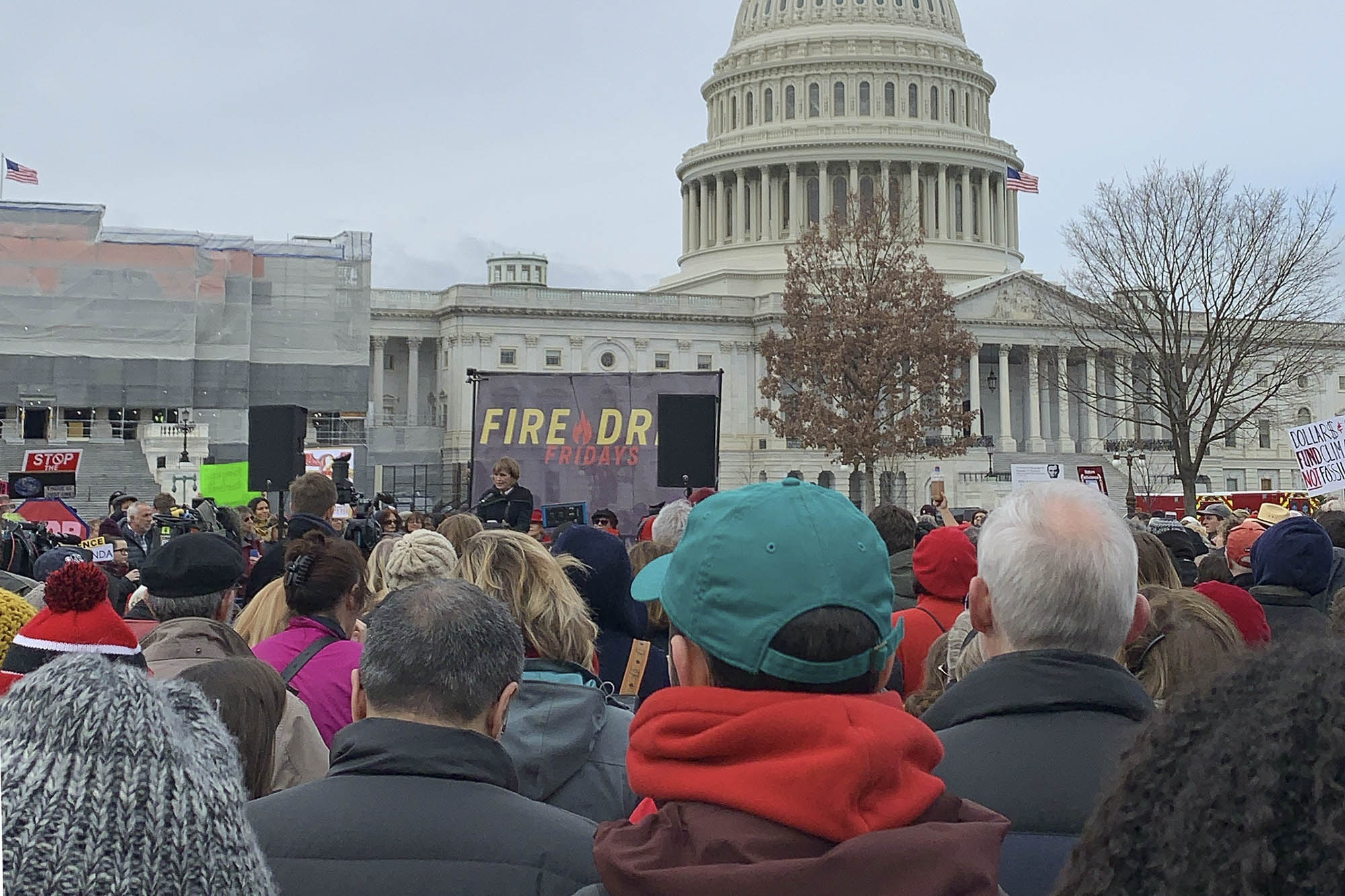 Group of people gathered at the US Capital Building