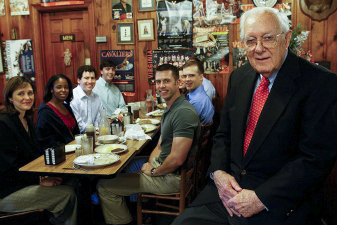 John Colley meeting with students and fellow faculty at The Tavern