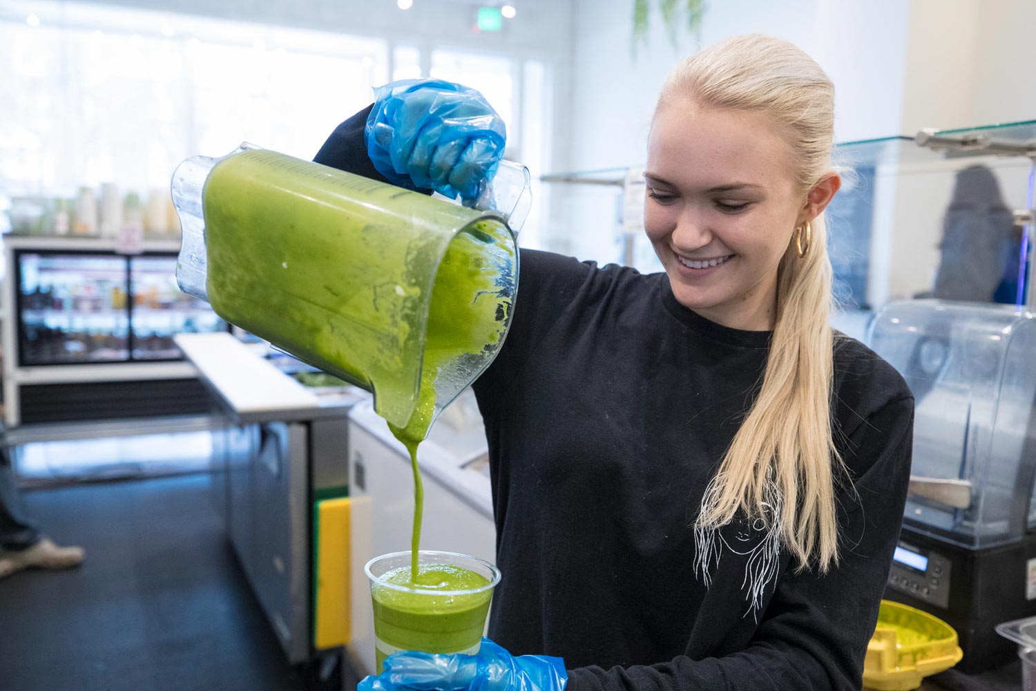 The juices and smoothies have become popular with students, and the company’s food items have a growing following.