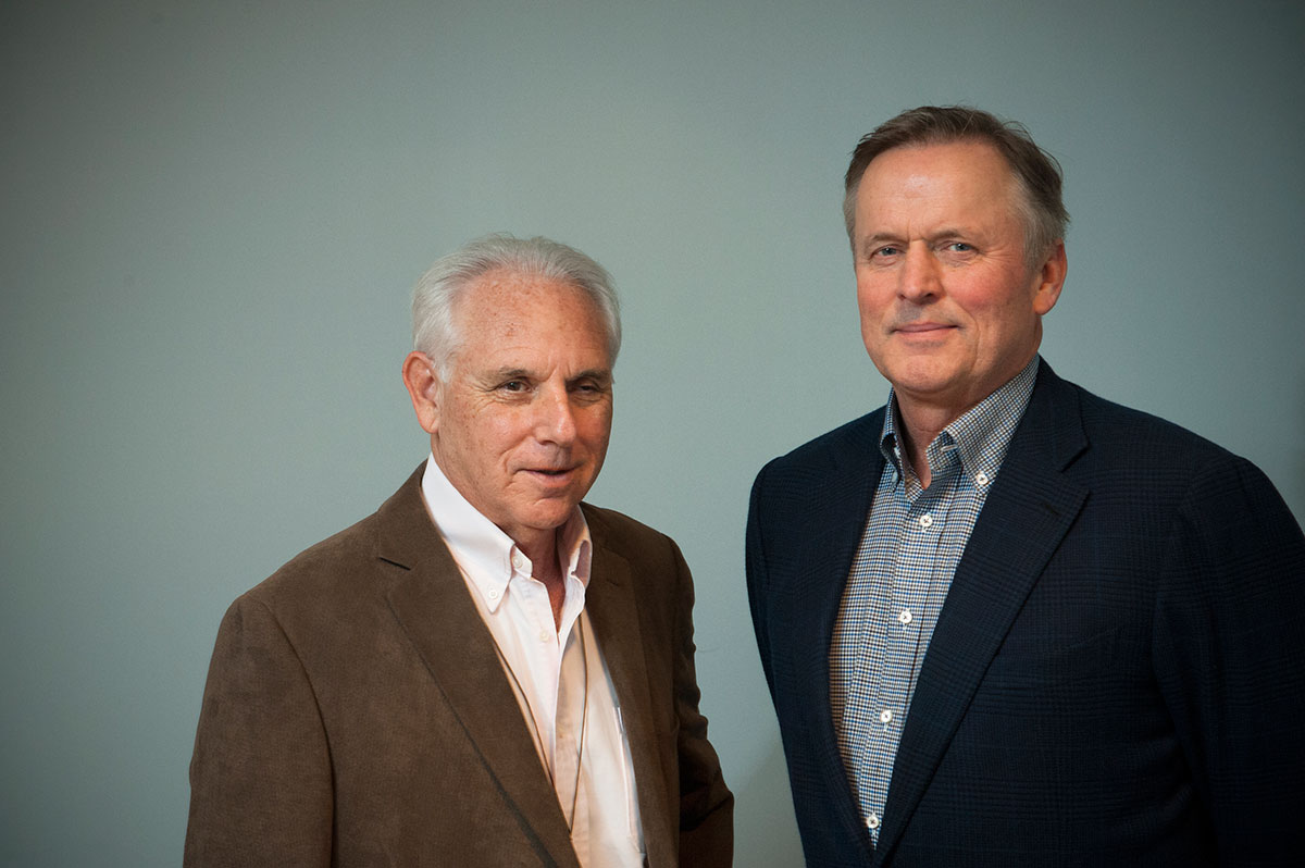 John Grisham, right, serves on the Focused Ultrasound Foundation board, led by Dr. Neal Kassell.