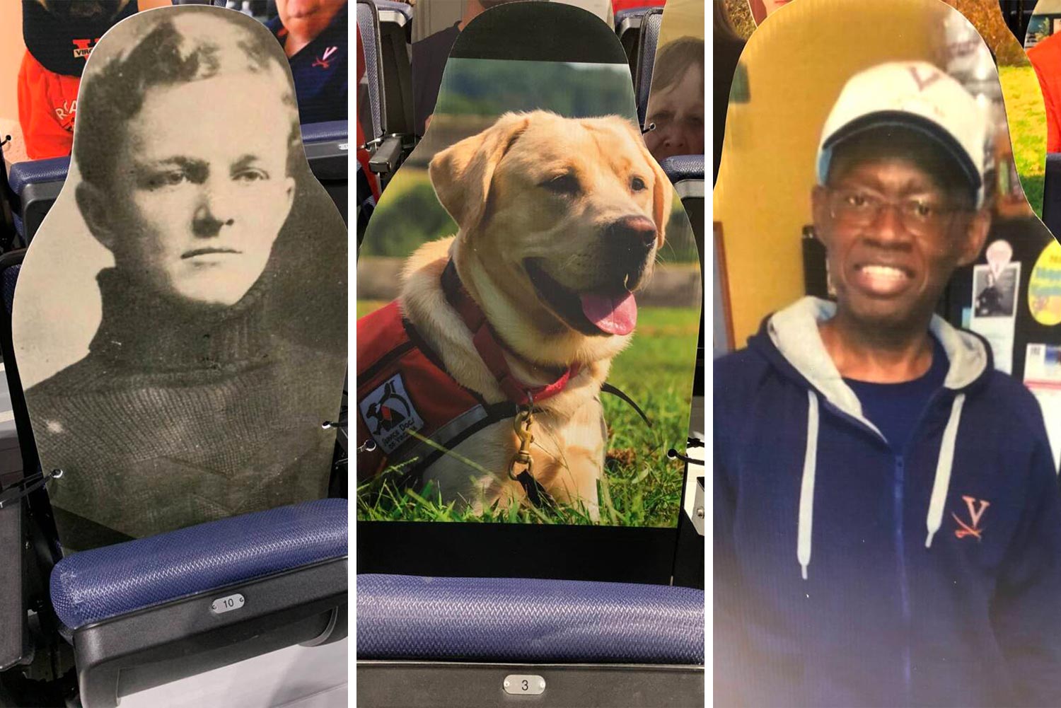 cutout headshots: From left, William “King” Cole,service dog Beacon, and Ronald West