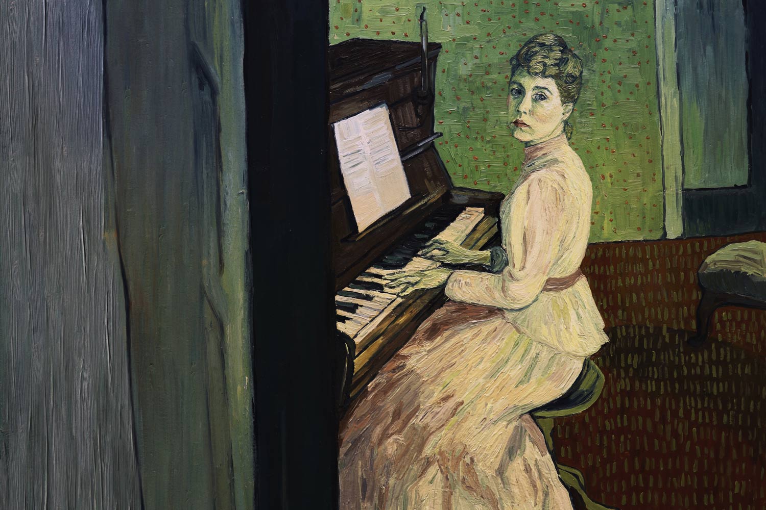painting of a woman playing the piano