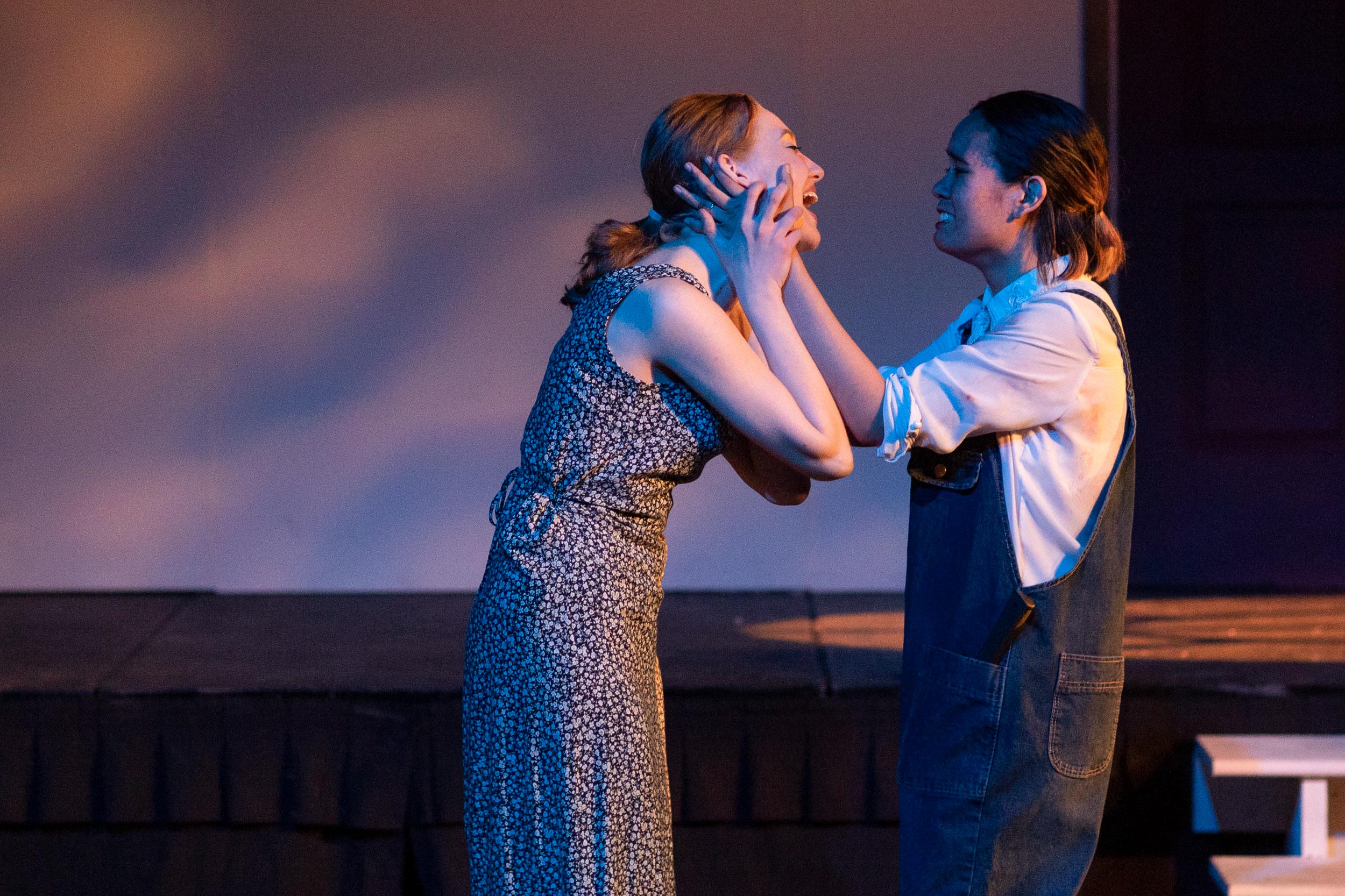 Kim Salac, right, and Maille-Rose Smith, left acting in the play Macbeth