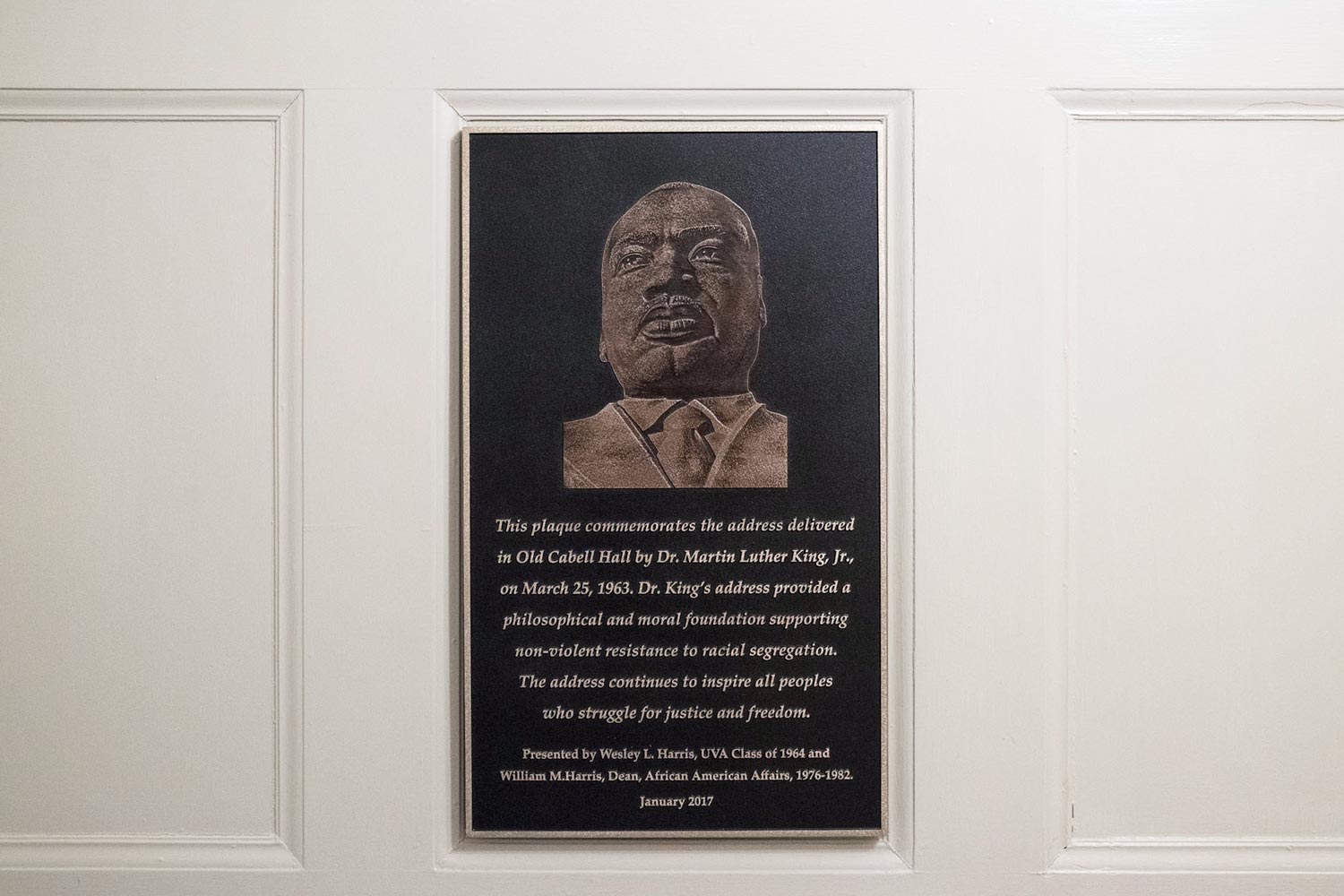 Martin Luther King Jr. plaque on a wall