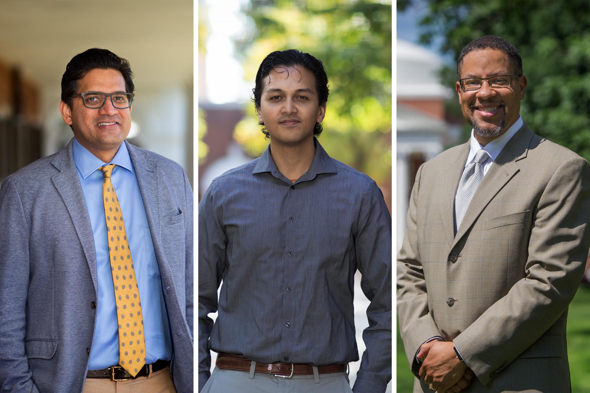 Headshots: From left, Bala Mulloth, Gaurav Giri and Michael D. Williams