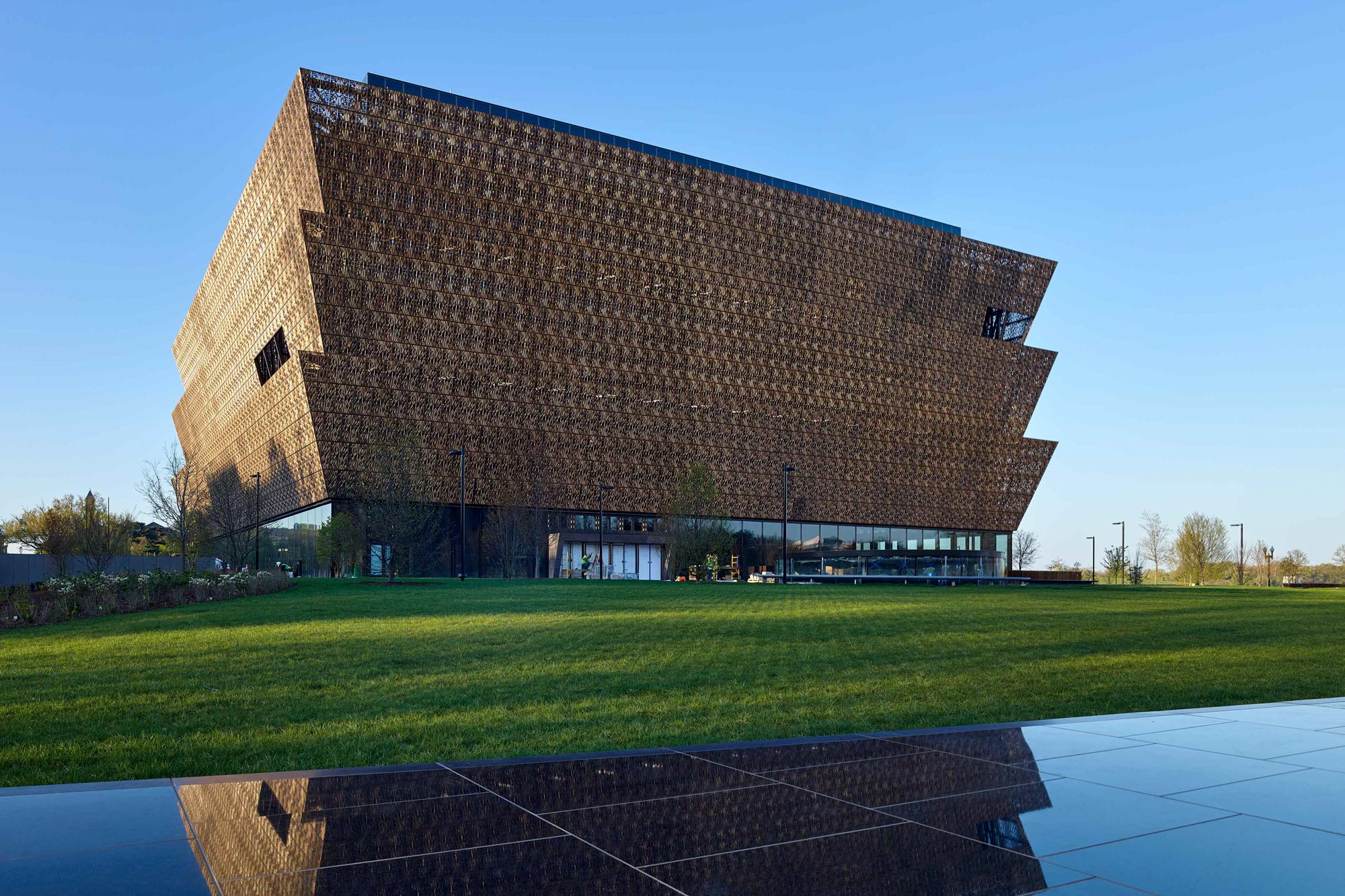 Tall brown building known as The National Museum of African American History