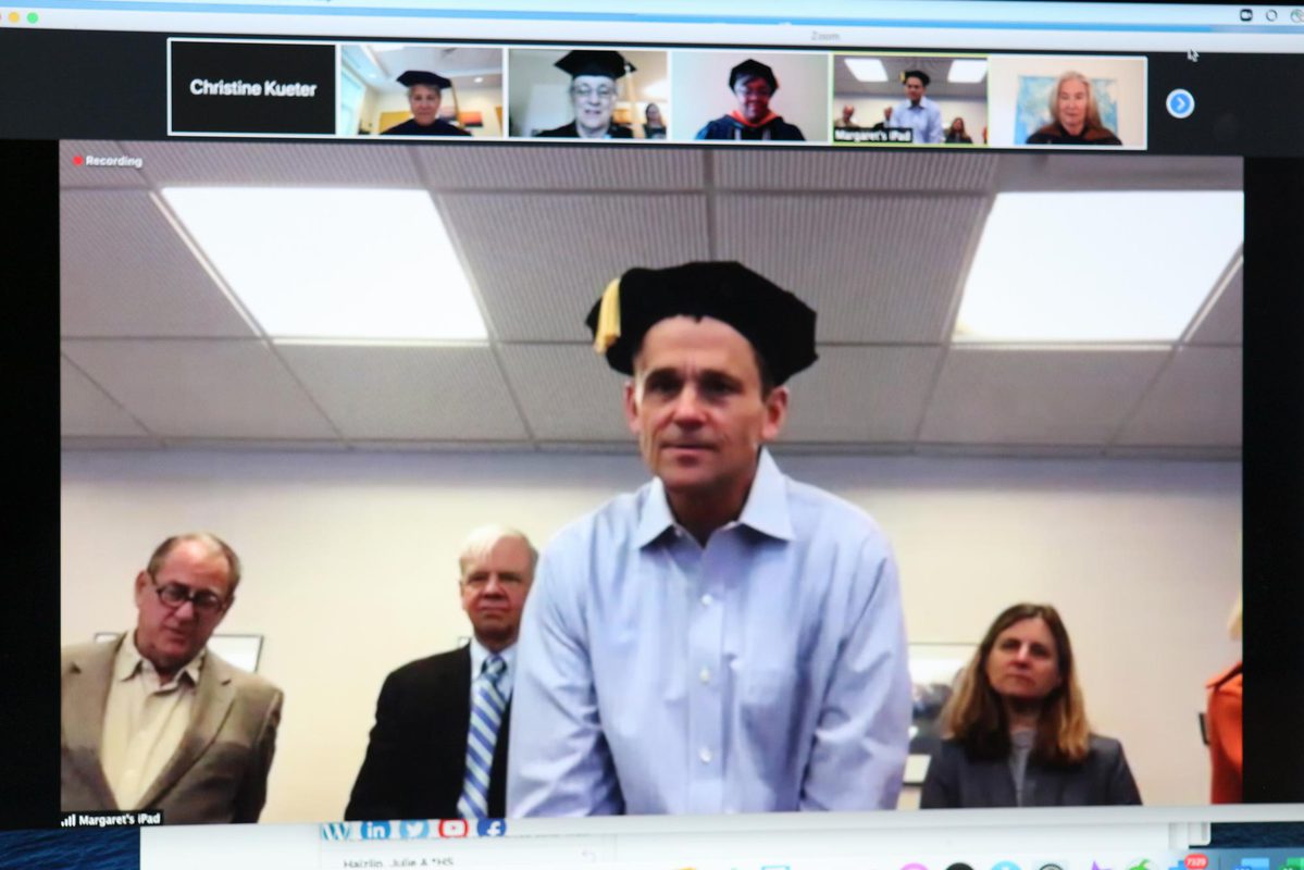 President Jim Ryan talks during a zoom graduation session