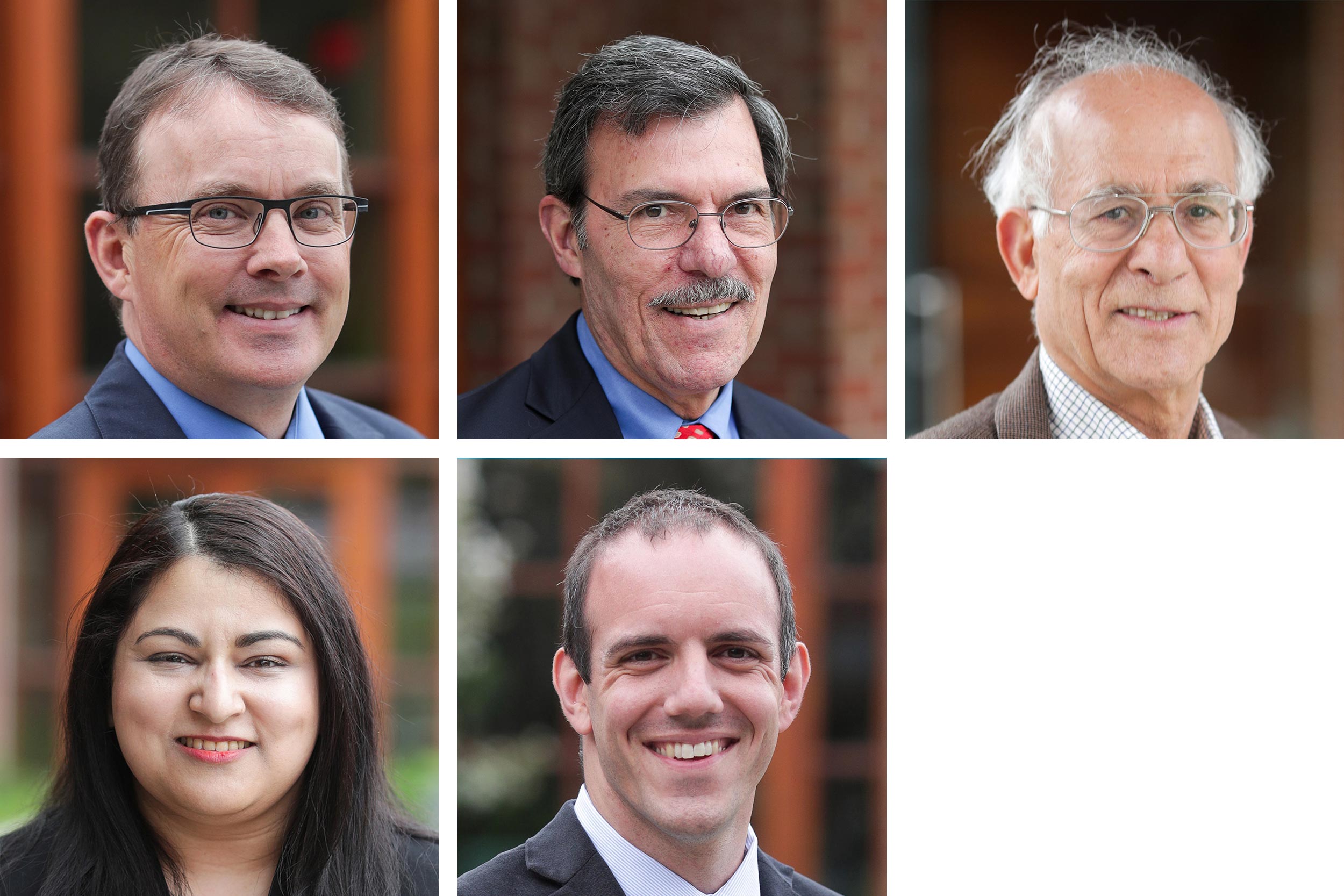 headshot from top left, Patrick Grant, John Miller, Mohammed Sawaie, Nada Basit and Geoff Geise.