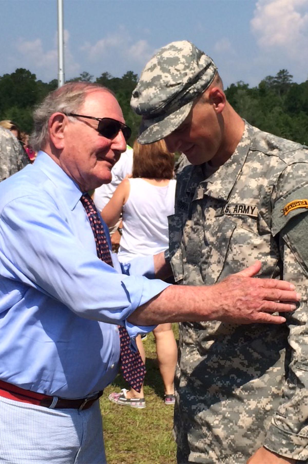 Paul Kirwin with Miles Kirwin congratulating him at his Army Ranger Graduation