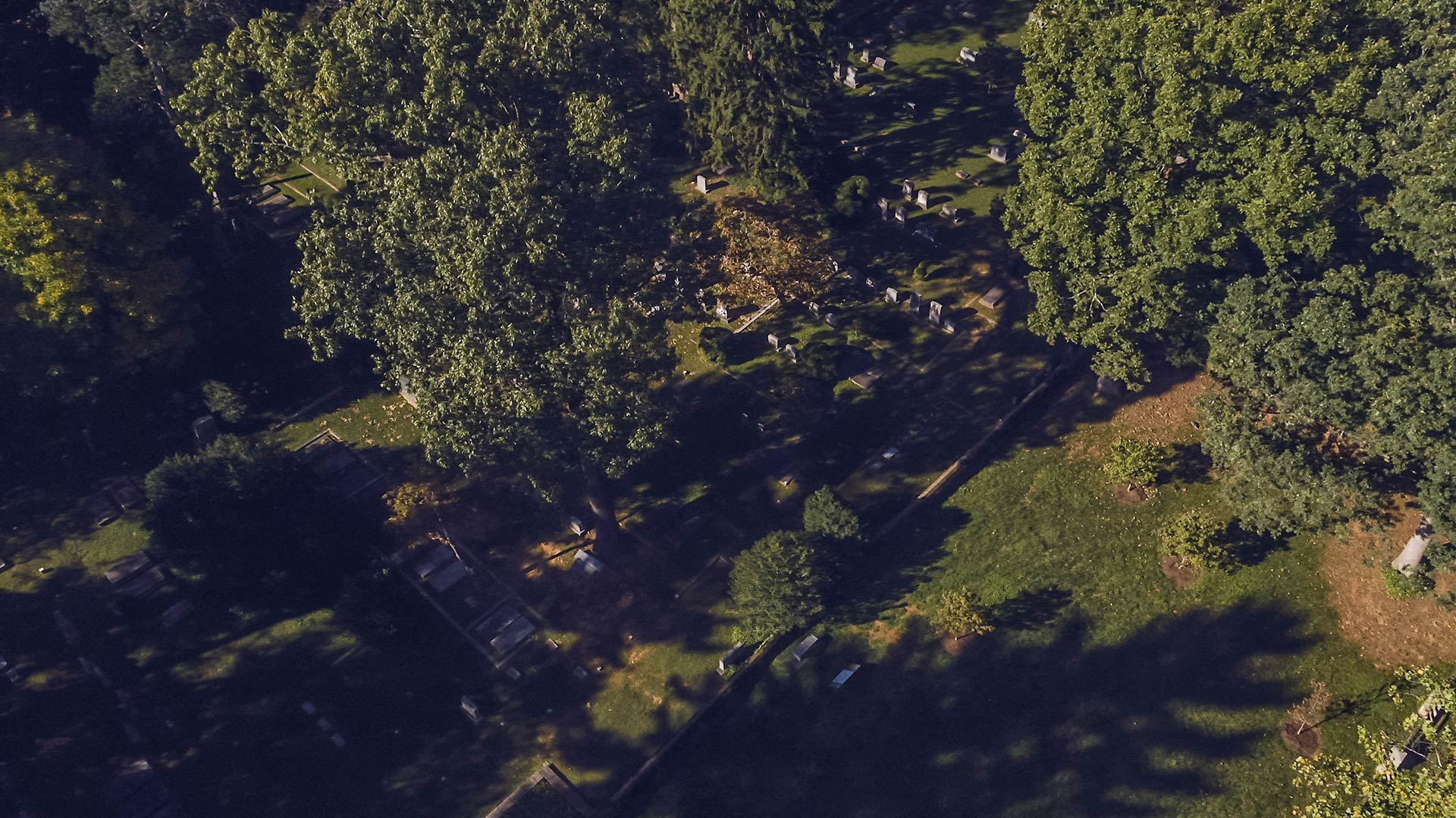 Aerial view of a cemetary