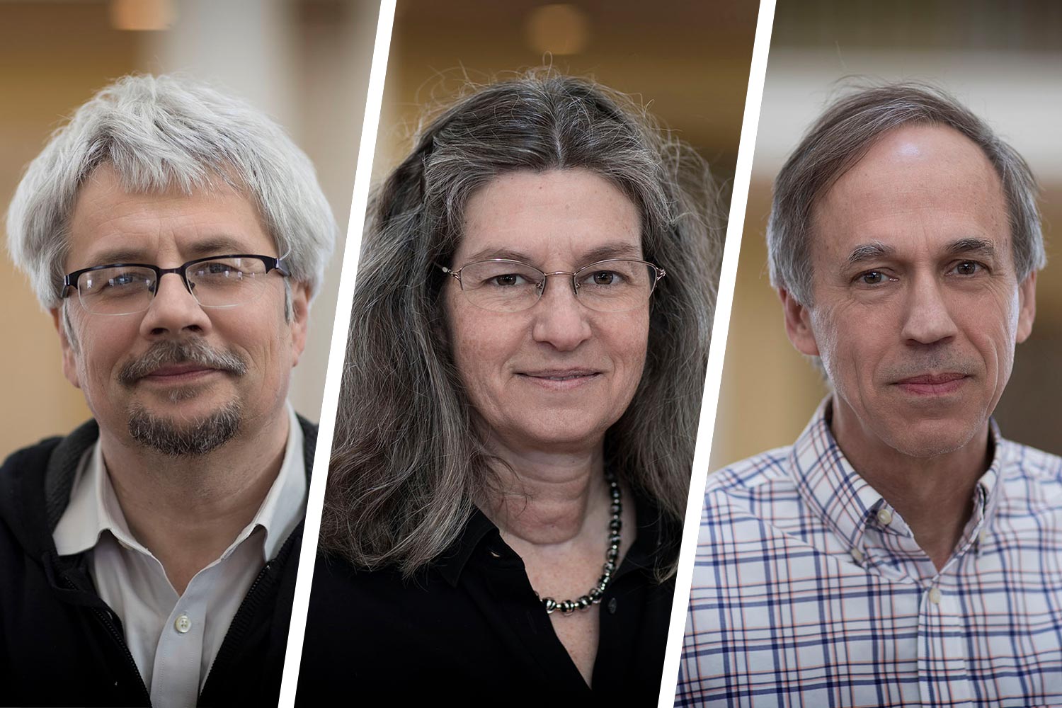 From left, Peter Debaere, Teresa Culver and Michael Pace serve as the initiative’s executive director, director of programs and director of research, respectively. (Photo by Dan Addison, University Communications)