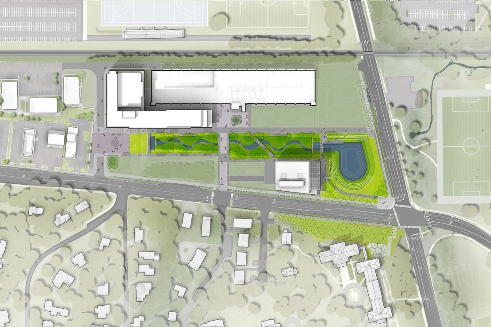 Illustration of where the School of Data science building will be built