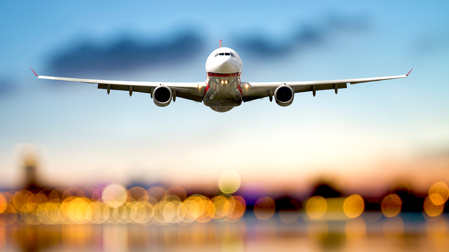 Airplane preparing to land on a tarmac