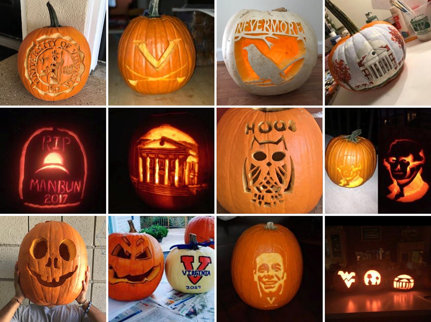 collage of Carved pumpkins