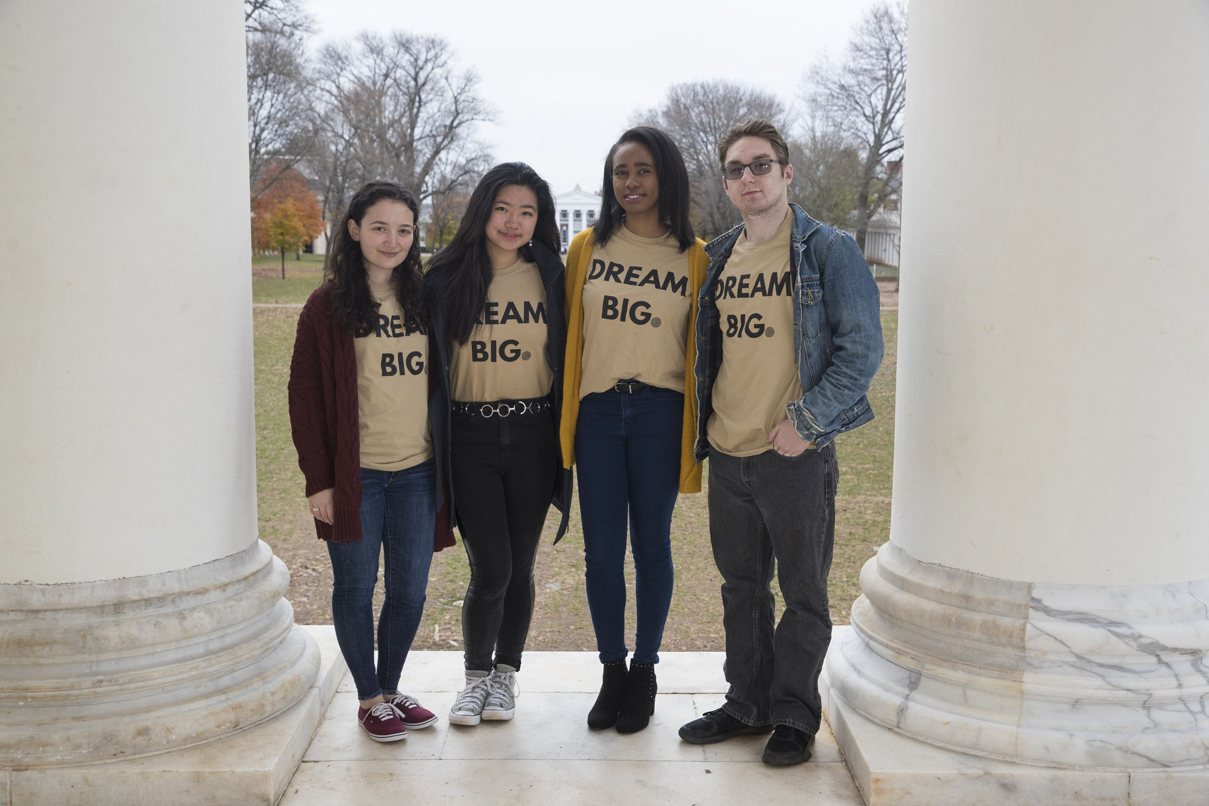 Alara Bedir, Ara Lee, Ashli Sterling and Brandon Thompson stand together at the Rotunda for a picture