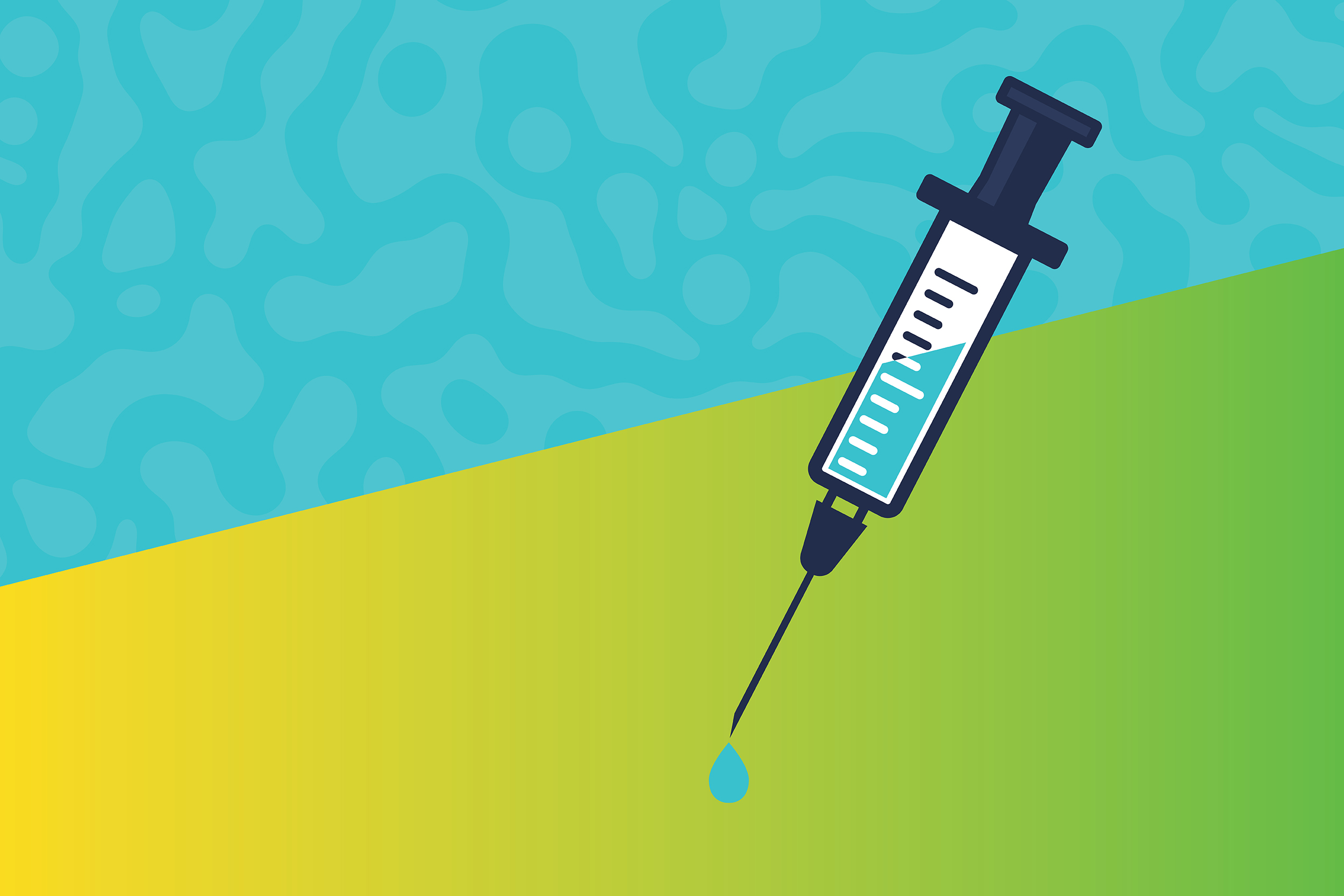 Illustration of a Syringe with liquid drop coming out of the needle 