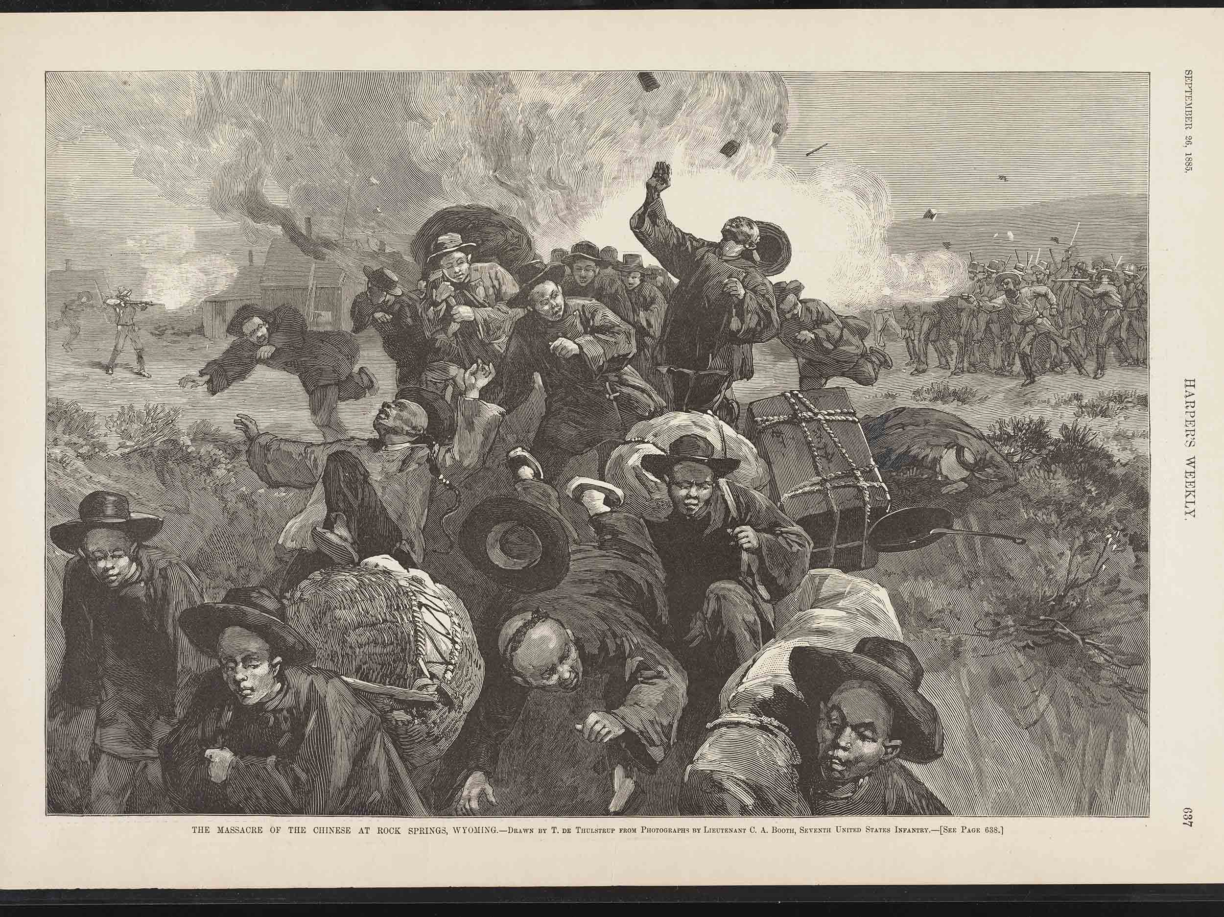 Drawing depiction of the Rock Spring Massacre