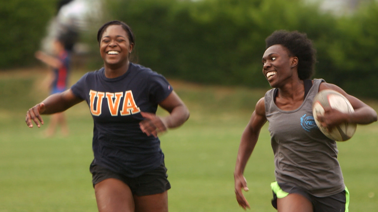 Center Summer Harris-Jones, left, and flanker Elizabeth Anderson practice ahead of the upcoming championship game.