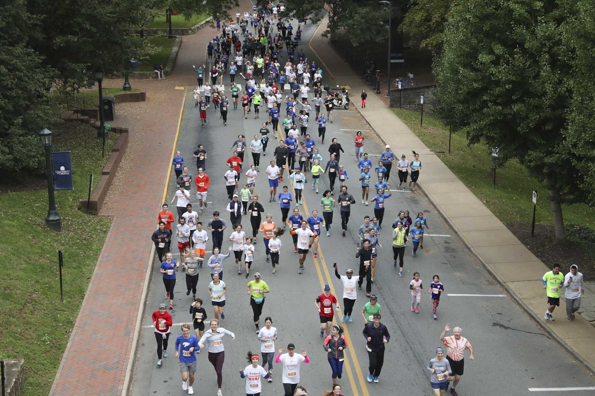  Aerial view of runners during the 5K