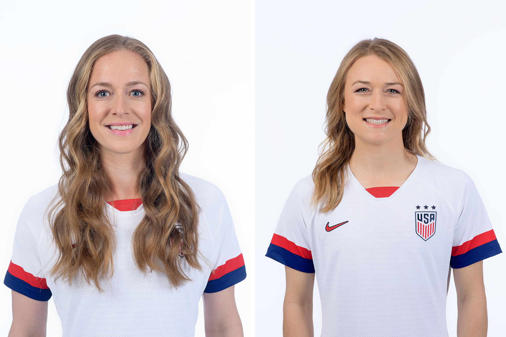 Headshots left to right: Becky Sauerbrunn, and Emily Sonnett 