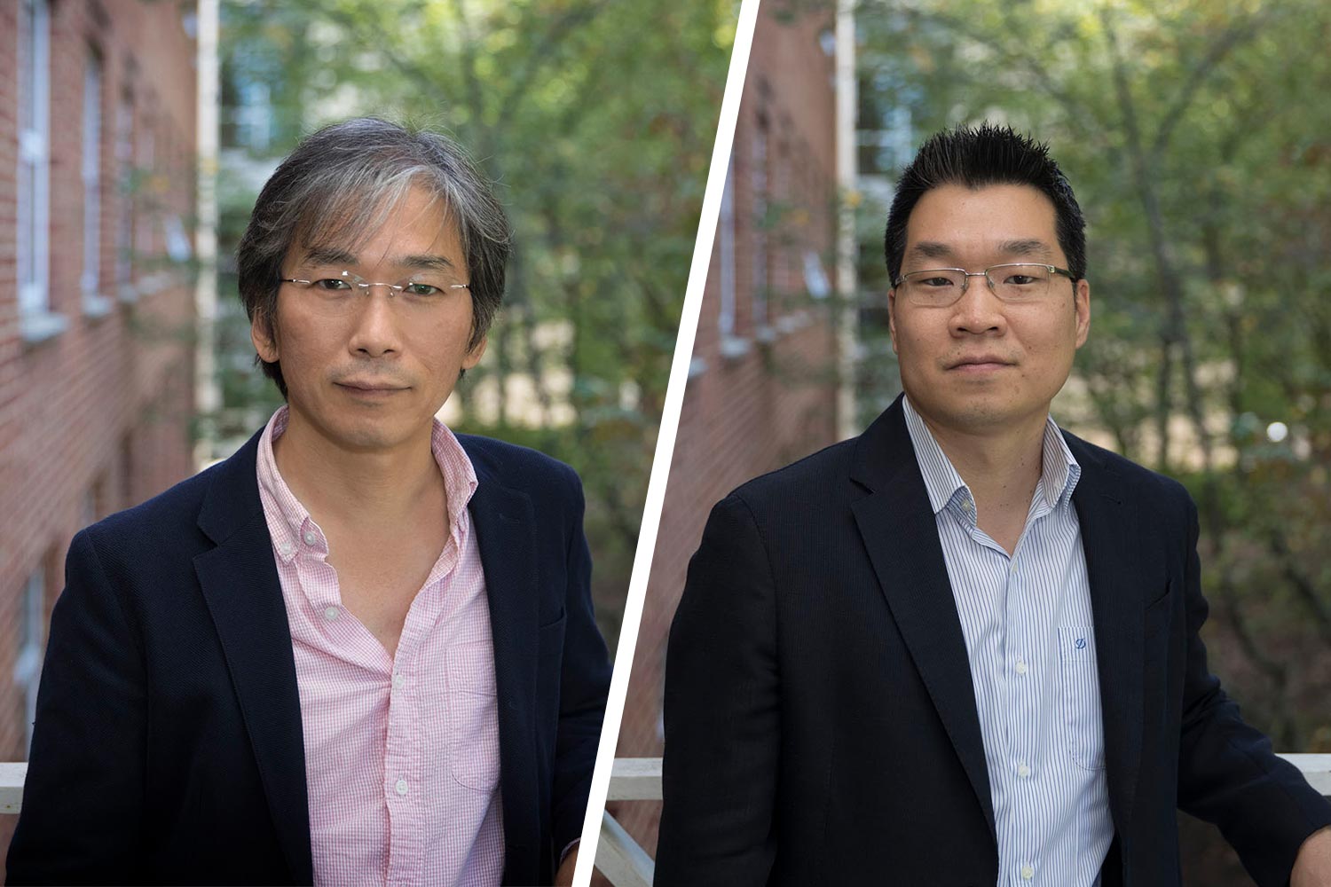 Seung-Hun Lee, left, and Joshua J. Choi are collaborating on a $1.75 million project for Homeland Security's Countering Weapons of Mass Destruction Office. (Photos by Dan Addison, University Communications)