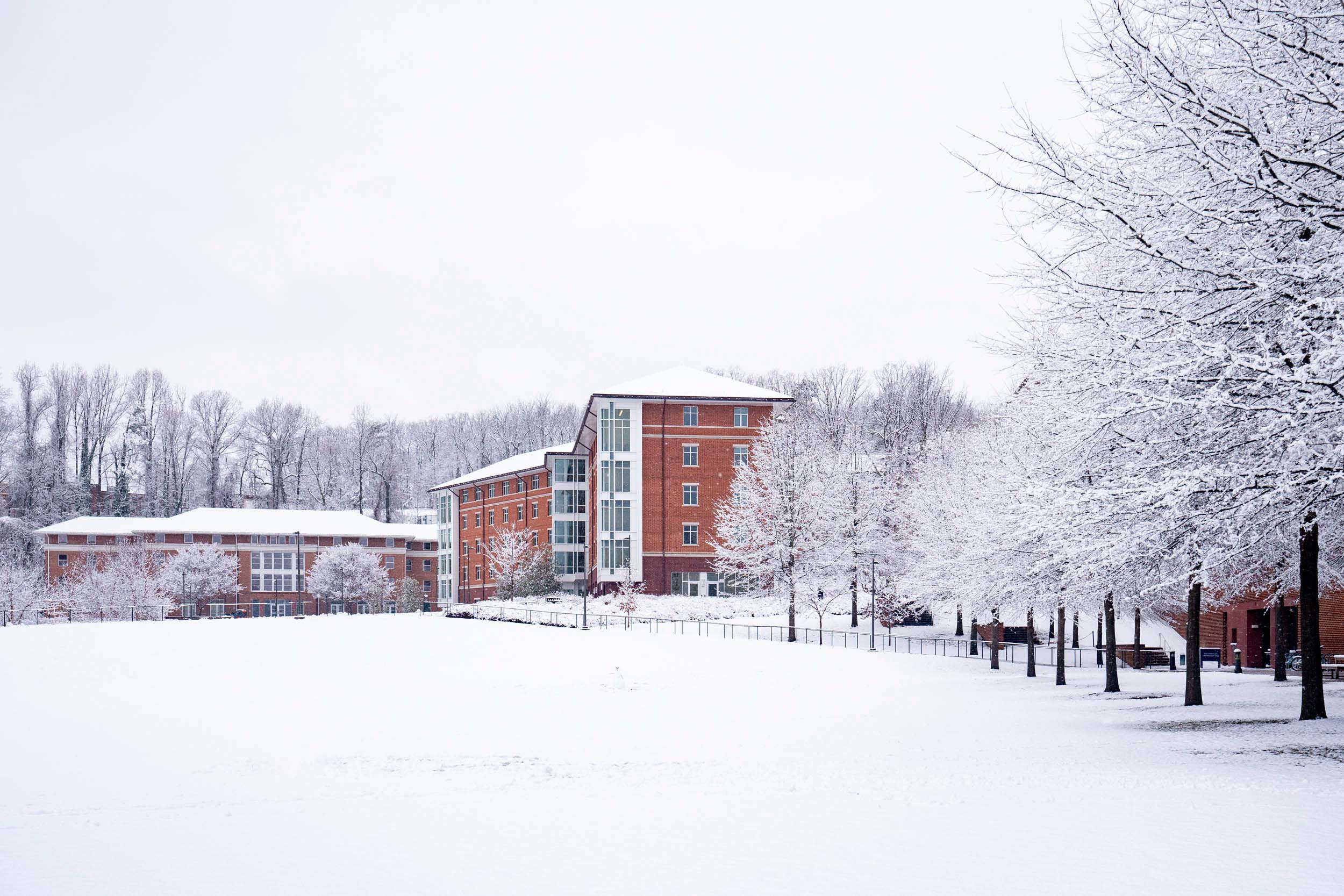 UVA dorm covered in snow