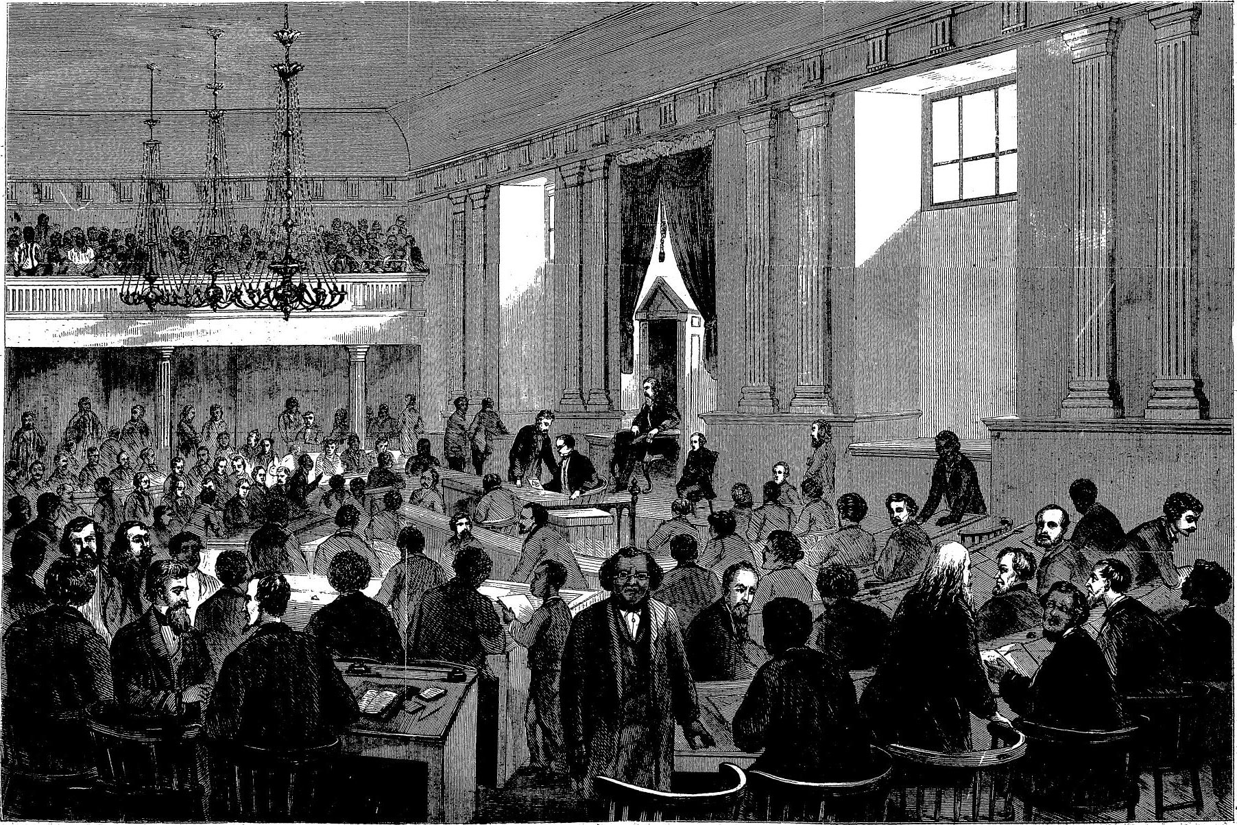 Black and white drawing of the Virginia Constitutional Convention