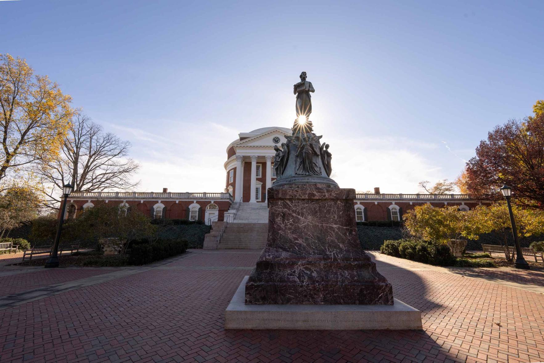Jefferson statue with Rotunda in the background