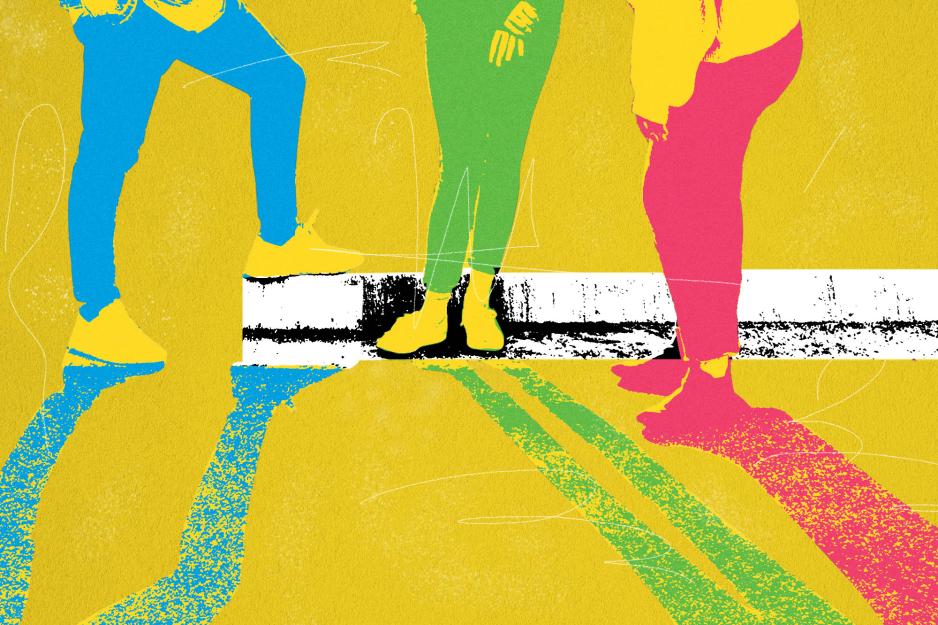 illustration of peoples  legs multi colored