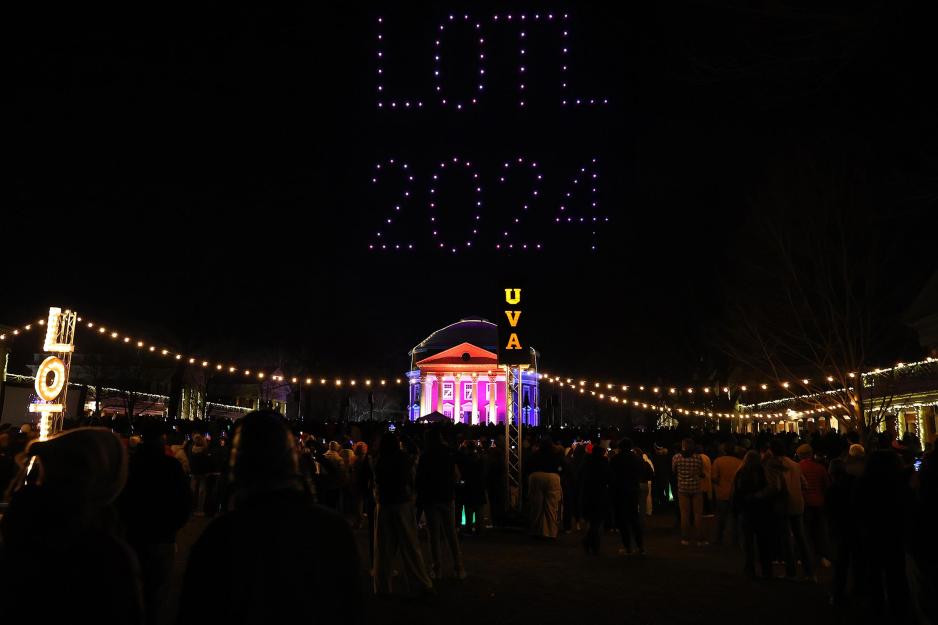 Drones spell out “LOTL 2024,” short for Lighting of the Lawn. 