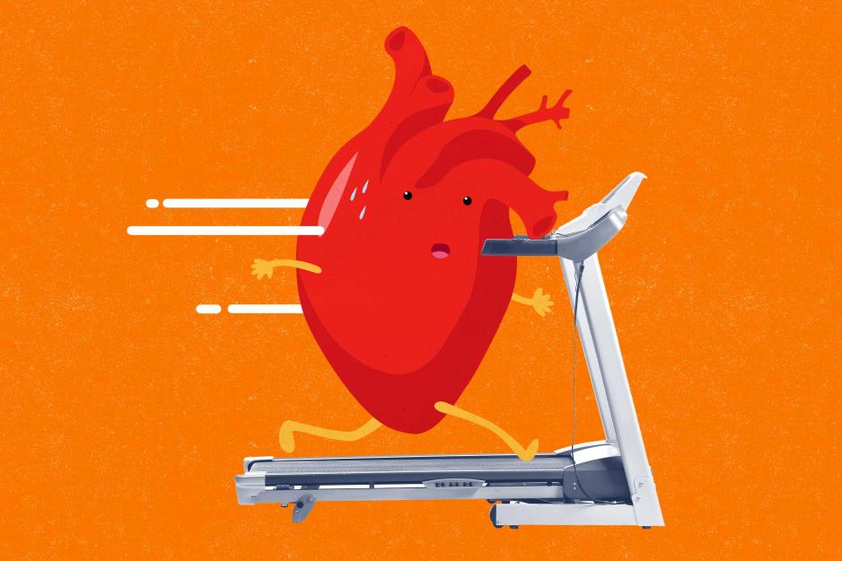 Illustration of a heart running on a treadmill