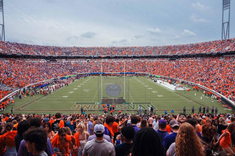 wide-angle shot of Scott Stadium at UVA