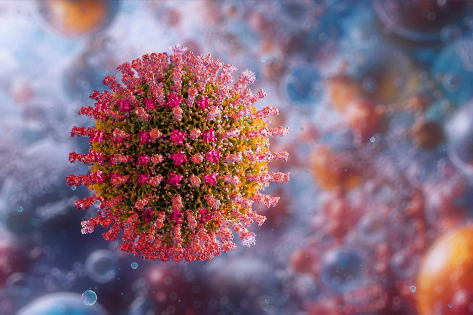 Close up of the measles virus