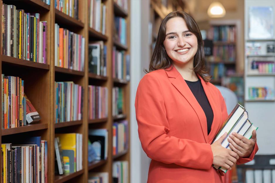 Molly Rathbun poses at New Dominion Bookstore