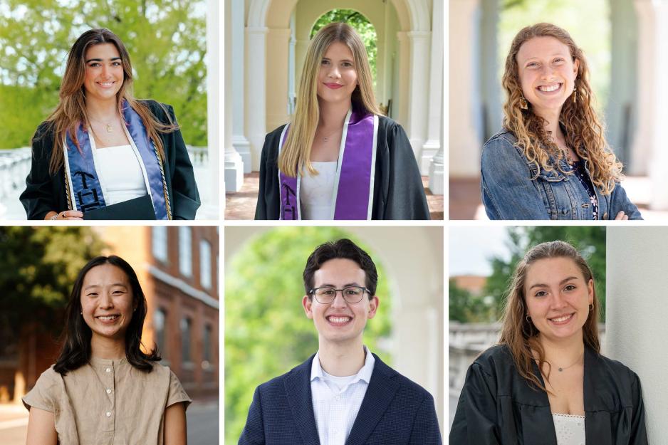 portraits of Ella Reithinger, Samantha Grace Upson, Grace Gray, Lydia Kim, Owen Robert Selden, and Alexandra Zaffuts