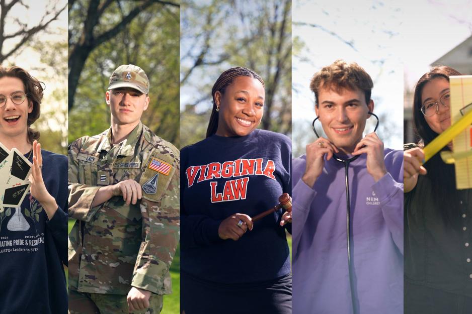 Collage of five graduating fourth-year students