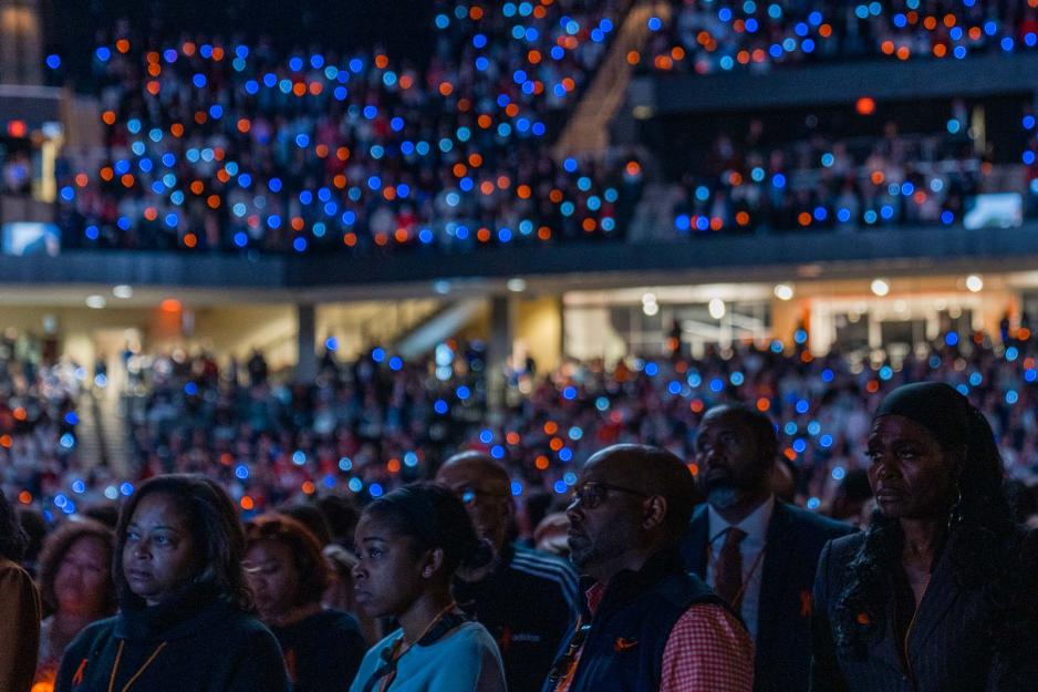 Community members at the memorial service inside JPJA