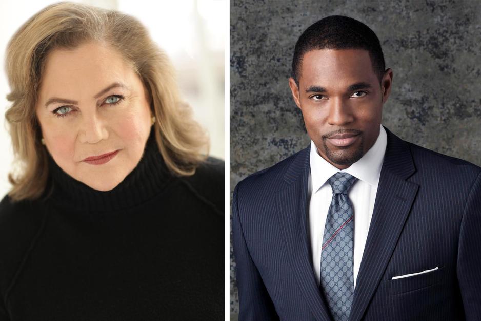 Kathleen Turner and Jason George pose for headshots