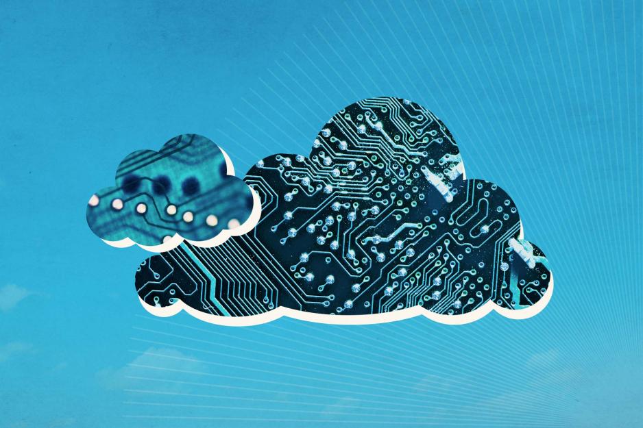 Cloud shapes cut out of computer chips