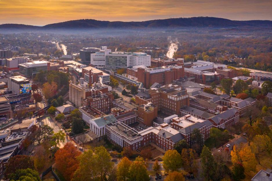 Aerial view of the UVA hospital