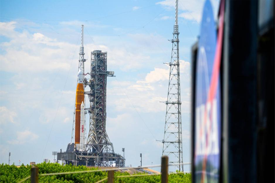 The Artemis rocket on the launch pad