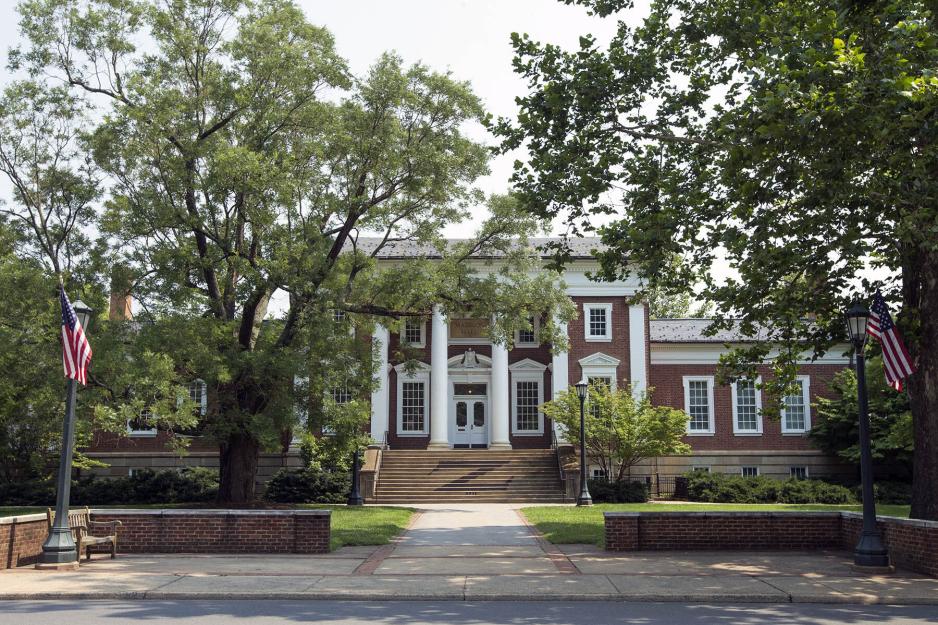 Madison Hall shrouded in trees