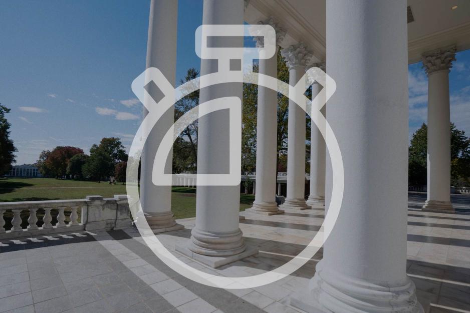 Illustration of a Stopwatch over the columns of the Rotunda