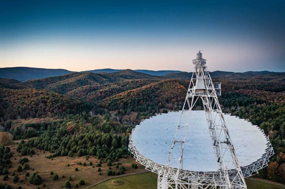 Satelite at sunset in a valley