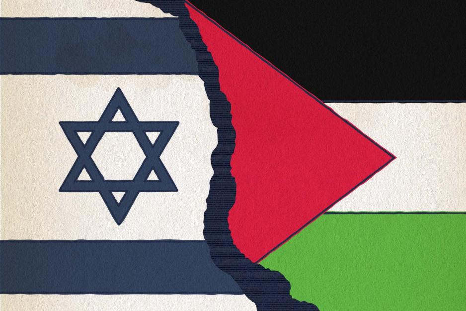 Israel and Hamas flags 