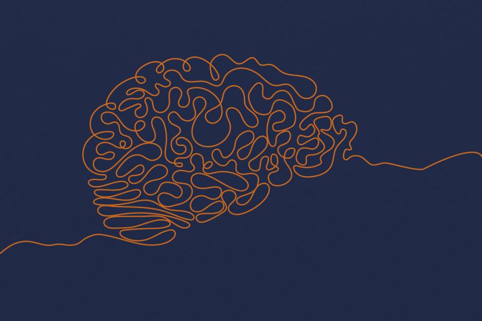 Graphic of a line art brain